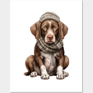 Winter German Shorthaired Pointer Dog Posters and Art